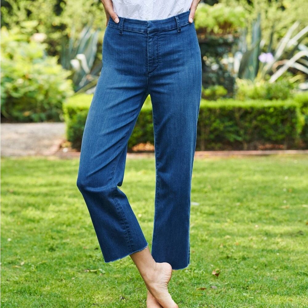 Frank & Eileen Kinsale High Rise Straight Raw Hem Crop Stretch Denim Jeans 10